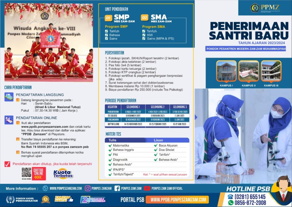 PENERIMAAN SANTRI BARU TAHUN AJARAN 2023-2024