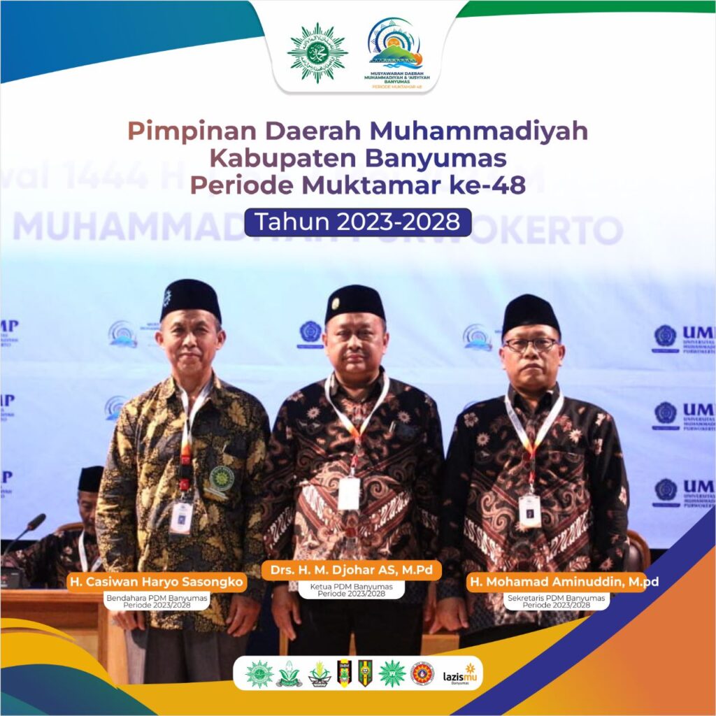 Drs. M. Djohar AS. M.Pd Ditetapkan Sebagai Ketum PDM dan  Dr. Hj. Zakiyah, M.Si Ketum PDA Banyumas